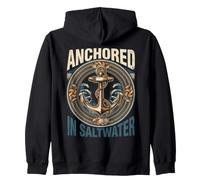 Anchored In Saltwater Nautical Anchor Waves Zip Hoodie