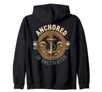 Anchored In Saltwater Nautical Anchor Waves Zip Hoodie