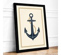 Anchored Resolve Coastal Framed Wall Art Print A3 (42×29.7cm) Black, Wall Decor for Living Room, Bedroom, Office & Home, Ready to Hang, Art Gift