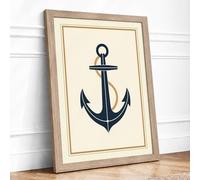 Anchored Resolve Coastal Framed Wall Art Print A4 (29.7×21cm) Oak, Wall Decor for Living Room, Bedroom, Office & Home, Ready to Hang, Art Gift