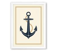 Anchored Resolve Coastal Framed Wall Art Print A4 (29.7×21cm) White, Wall Decor for Living Room, Bedroom, Office & Home, Ready to Hang, Art Gift