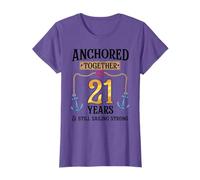 Anchored Together 21 Years Couples 21st Anniversary Cruise T-Shirt