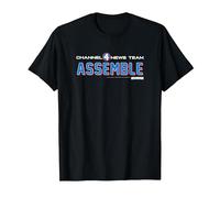 Anchorman Channel 4 New Team Assemble Blue T-Shirt, Men, Black, XX-Large