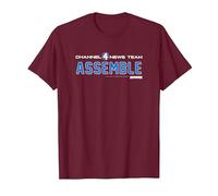 Anchorman Channel 4 New Team Assemble Blue T-Shirt, Men, Burgundy, Medium