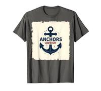 Anchors Aweigh Nautical Theme Design for Sailors T-Shirt, Men, Asphalt, XL