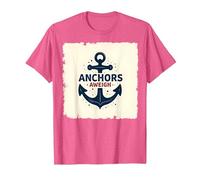 Anchors Aweigh Nautical Theme Design for Sailors T-Shirt, Men, Pink Heather, XL
