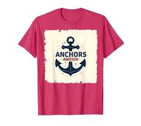 Anchors Aweigh Nautical Theme Design for Sailors T-Shirt, Men, Red Heather, XXL