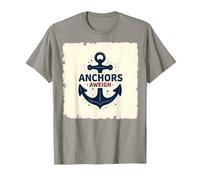 Anchors Aweigh Nautical Theme Design for Sailors T-Shirt, Men, Slate, L