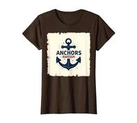 Anchors Aweigh Nautical Theme Design for Sailors T-Shirt, Women, Brown, XL