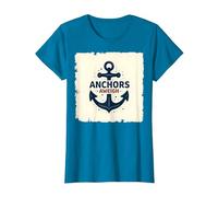 Anchors Aweigh Nautical Theme Design for Sailors T-Shirt, Women, Sapphire, L