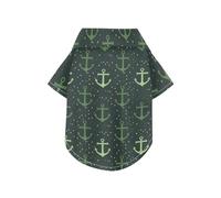 Anchors Green Vector Design Summer Pet Dog Shirt Button Up Breathable Cool Short Sleeve Pet T-Shirt Puppy Clothes Perfect for Everyday Wear, and Photoshoots 2XL