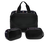 Anchors Makeup Bag for Women Men, Anchors Hearts Translucent Cosmetic Bag Wash Pouch Shower Bag 3 Pcs Travel Toiletry Toiletries Cosmetic Organizer