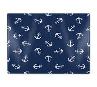 Anchors On Navy Glass Chopping Board Benjamin Tate Design Natural One Size