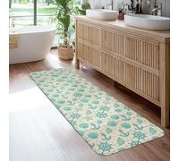 Anchors Runner Rug, Coastal Nautical Shell Starfish Summer Turquoise Low Pile Sponge Home Floor Rectangle Print Carpet for Kitchen Bathroom Entryway Bedside Decor 2x6 Ft