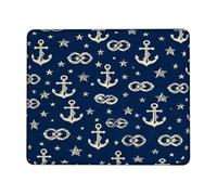 Anchors Small Mouse Pad, Nautical Vintage Star Knot Summer Navy Square Rubber Non Slip Mini Travel Desk Mousepad Idea for Home Office Desk Laptop Gamers Gift Square 8x10 Inch