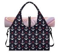Anchors Sports Duffel Bag for Women Men Anchors Hearts Weekend Overnight Bag with Shoe Compartment Shoulder Tote Luggage Bag for Yoga Gym Travel