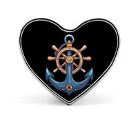 Anchors with Ship Steering Wheel Love Heart Badge Metal Pins Brooches Lapel Pins for Clothing Decoration