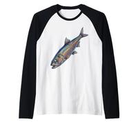 Anchovy Abstract Marine Naturalist Art Colorful Pelagic Fish Raglan Baseball Tee