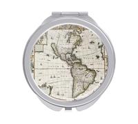 Ancient America Old Map with Greenland Insert Map Folding Make Up Mirror, Compact 2X/1X Magnification Mirror, Women Portable Travel Makeup Mirror 2.4 x 2.4 inch