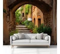 Ancient Architecture Plants Brown Wallpaper Mural Photo Kids Bedroom Home Poster Decoration 350x245 cm, Non-Woven Wall Mural Picture Wallpaper Wall Covering for Living Room