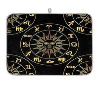 Ancient Astrology Sun Face Microfibre Dish Drying Mat Sun Absorbent Dish Drying Drainers Mats for Kitchen Spoon Glass Plate 40.6 x 45.7 cm