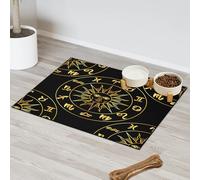 Ancient Astrology Sun Face Pet Feeding Mat for Cat Dog Water Bowl Food Mats Sun Pet Feeding Mats Absorbent Nti-Slip Contain Spills Protects Floors Placemat 43.1 x 76.2 cm