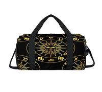 Ancient Astrology Sun Face Sport Duffel Bag with Shoes Compartment Sun Overnight Weekender Bags Travel Gym Luggage Organizer for Women Men Kids Girls Boys