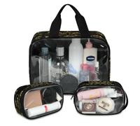 Ancient Astrology Sun Face Travel Makeup Bag for Women Men, Sun Translucent Cosmetic Bags 3 Pcs Large Shower Wash Pouch Toiletry Cosmetic Toiletries Organizer