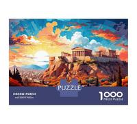 Ancient Athens Acropolis 1000 Piece Jigsaw Puzzle Sunset Landscape Paper Puzzle Game for Adults Mindfulness Home Decor Gift 38x26cm/1000pcs