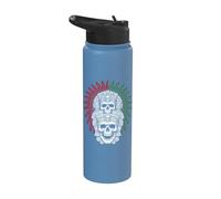 Ancient Aztec King Calavera Mayas Mask Mexico Skull Azteca Stainless Steel Insulated Water Bottle