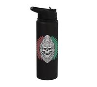 Ancient Aztec King Mexican Skull Calavera Azteca Mask Azteca Stainless Steel Insulated Water Bottle