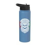 Ancient Aztec King Mexican Skull Calavera Azteca Mask Azteca Stainless Steel Insulated Water Bottle