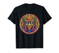 Ancient Aztec Warrior Mask Sacred Calendar Circle T-Shirt