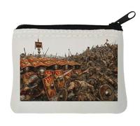 Ancient Battle Between Warriors Neoprene Coin Purse Pouch 10x11cm White