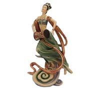 Ancient Beauty Statue Resin Classical Beautiful Women Figurine Chinese Style Decorative Sculpture with Ribbon Line Design for Home Office Hotel Study Living Room Entrance Hall (Waist Drum)