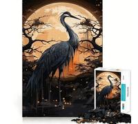 Ancient Black Stork Adult Jigsaw1000 Pieces Mental Recall Game High Accuracy Cutting Craft Quiet Time Mind Exercise at Home (38x26cm)