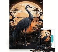 Ancient Black Stork Jigsaw Puzzle 1000 Logic Thinking Play Expert Cutting Craftsmanship Quiet Time Mind Exercise at Home (38x52cm)