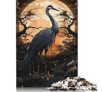 Ancient Black Stork Jigsaw Puzzles Puzzle for Adults Kids. 1000 Pieces Impossible Challenge Toy Educational Games Home Decoration for Educational Games Gifts 1000pcs (38x26cm)