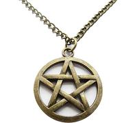 Ancient Bronze pentagram Supernatural Pentacle Necklace with Chain Convenient and practical