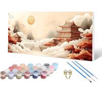 Ancient Buildings Paint by Numbers for Adults, Painting by Numbers Japan Pattern Design DIY Color Oil Painting with 3 PaintBrush and Acrylic Paints for Wall Art, Room Decor, Gifts 24X48Inch -lsy2506H3