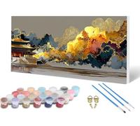 Ancient Buildings Paint by Numbers for Adults, Painting by Numbers Landscape Pattern Design DIY Color Oil Painting with 3 PaintBrush and Acrylic Paints for Wall Art, Room Decor 50 x 80 inch -lsy2506WP