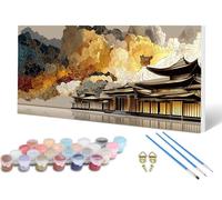 Ancient Buildings Paint by Numbers for Adults, Painting by Numbers Sky Pattern Design DIY Color Oil Painting with 3 PaintBrush and Acrylic Paints for Wall Art, Room Decor, Gifts 40 x 80 cm -lsy2506A3