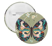 Ancient Butterfly Badge Metal Round Pins, Lightweight Brooch for Backpack, Fashion Button Pins Badge for Shirts, Jackets, Shawl Coat, Unisex, 12PCS, Tinplate, metal round pins