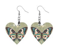 Ancient Butterfly Wooden Earrings for Women, Vintage Elegant Wood Jewelry, Lightweight Earrings for Wedding, Party, Everyday Jewelry Gift, Apricot shaped, Wood, wood