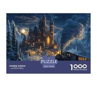 Ancient Castle-A Steam Train Jigsaw Puzzle Waterproof 1000 for Adults Challenging And Brainteasing Educational Games