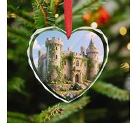 Ancient Castle Christmas Ornaments - Xmas Heart Hanging Ornaments for Christmas Tree Decorations, Farmhouse Rustic Holiday Home Decor and Gift Party Tags (3.5 Inch)