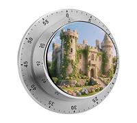Ancient Castle Kitchen Timer - Mechanical Visual Timer, Stainless Steel Digital Timers with Magnetic Base Egg Timers for Hard Boiled Eggs 60-Minute Countdown Kitchen Clock for Cooking