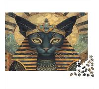 Ancient Cat Pharaoh Jigsaw Puzzles for Adults And Kids. 1000 Pieces Egyptian Art Style Whimsical Challenge Toy Educational Game Home Decor 70x50cm/1000pcs