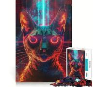 Ancient Cat Ritual 1000 Jigsaw Puzzle Mental Fun Game Seamless Fit Precise Pieces Relaxing Indoor Group Activity (50x75cm)