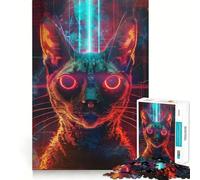 Ancient Cat Ritual 1000 Piece Jigsaws for Adults Think Training Play Tight Lock No Loose Pieces Unique Gift for Stress Relief (38x26cm)